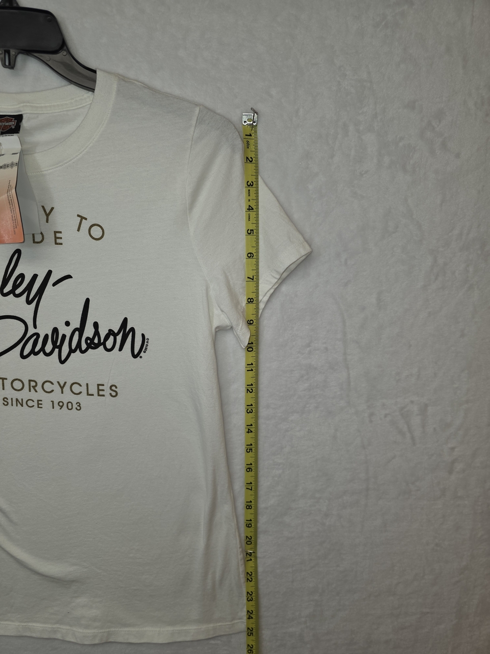 Harley-Davidson Cream Short Sleeve Tee with Black & Gold Script - Picture 7 of 12